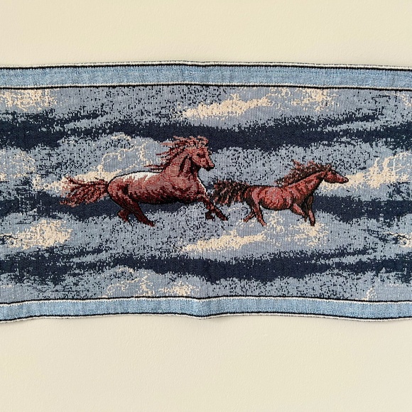 Vintage Running Horses Tapestry Table Runner 52" Long Western Table Topper - Picture 3 of 8